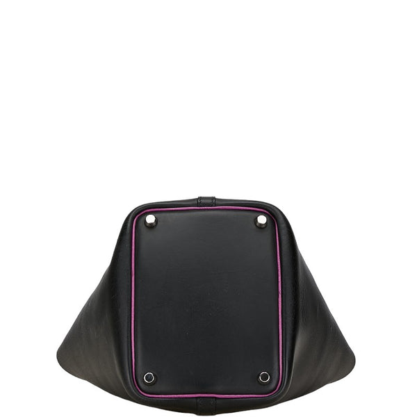 エルメス ピコタンPM ハンドバッグ ブラック パープル ヴォースイフト シェーブル レディース HERMES 【中古】