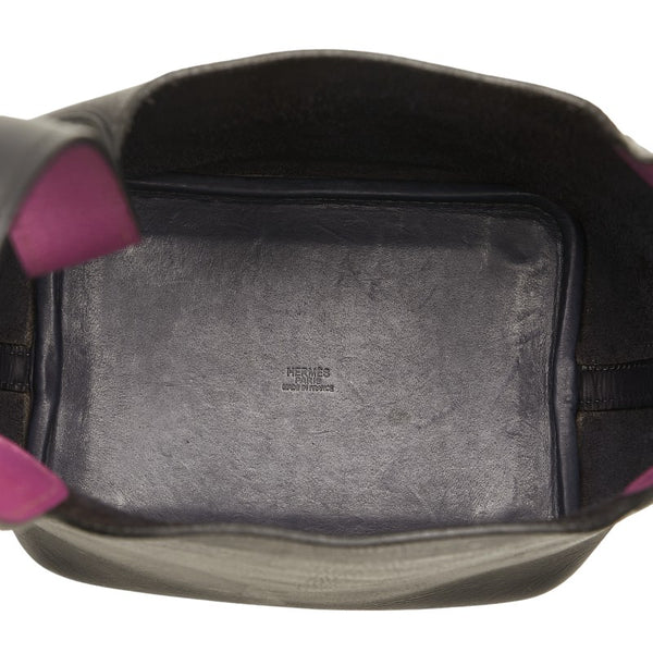 エルメス ピコタンPM ハンドバッグ ブラック パープル ヴォースイフト シェーブル レディース HERMES 【中古】