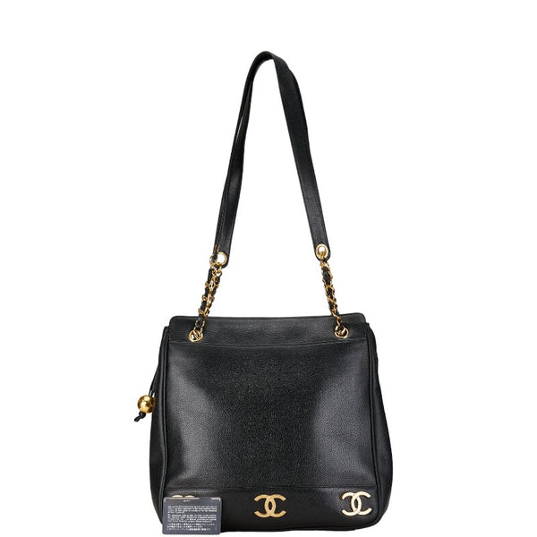 シャネル ココマーク ボール トートバッグ ハンドバッグ ブラック ゴールド レザー レディース CHANEL 【中古】