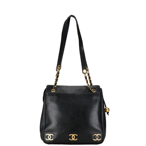 シャネル ココマーク ボール トートバッグ ハンドバッグ ブラック ゴールド レザー レディース CHANEL 【中古】