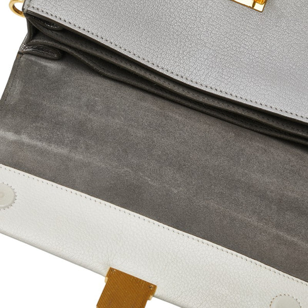 ミュウ ミュウ マドラス ショルダーバッグ ハンドバッグ 2WAY グレー ホワイト レザー レディース Miu Miu 【中古】