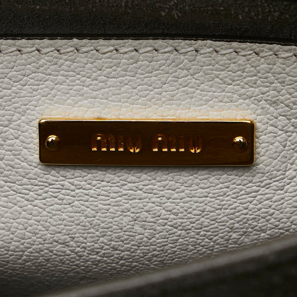 ミュウ ミュウ マドラス ショルダーバッグ ハンドバッグ 2WAY グレー ホワイト レザー レディース Miu Miu 【中古】