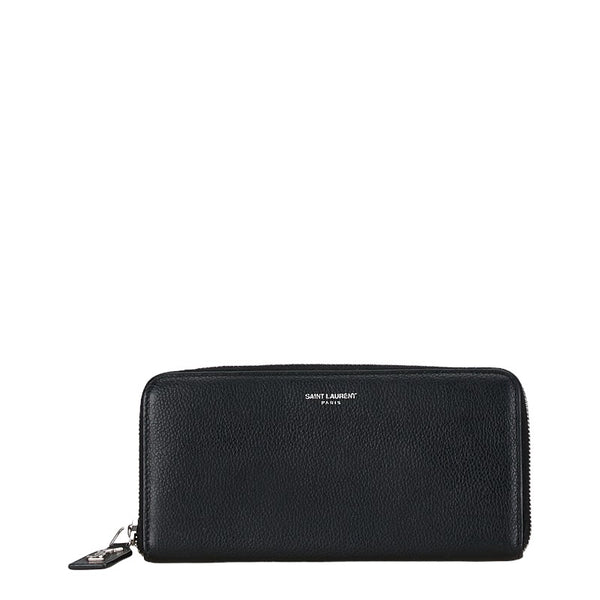 サンローラン フルジップウォレット 長財布 ブラック レザー レディース SAINT LAURENT 【中古】