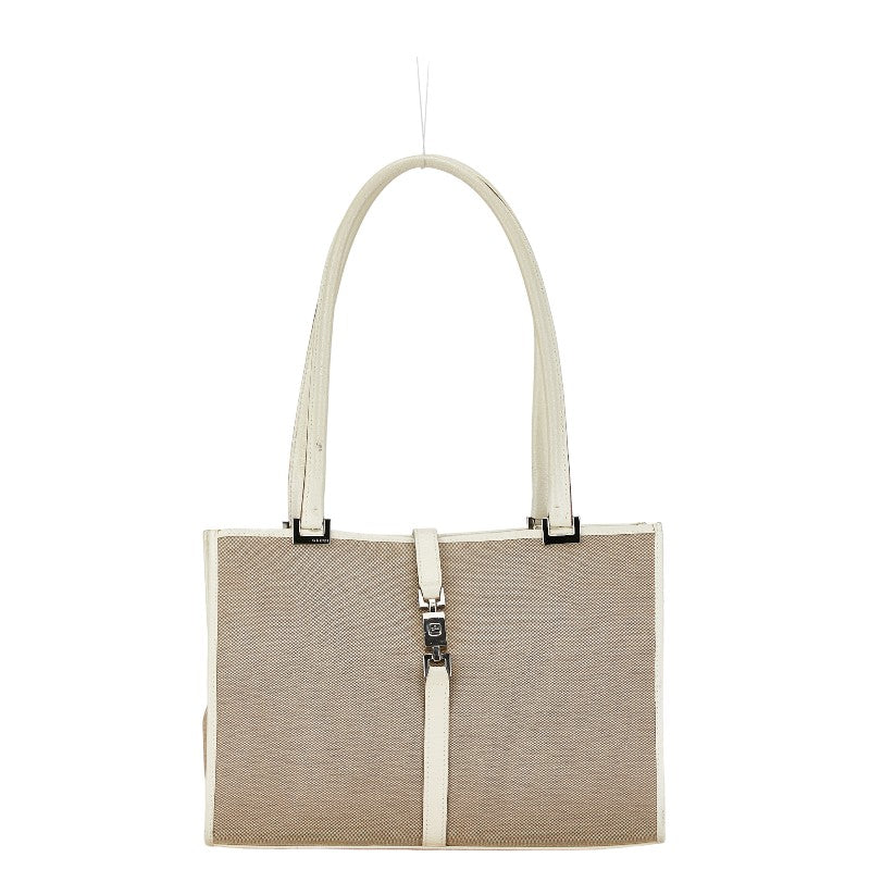 グッチ ジャッキー トートバッグ ショルダーバッグ 002 1073 1705 ベージュ アイボリー ホワイト キャンバス レザー レディース GUCCI 【中古】