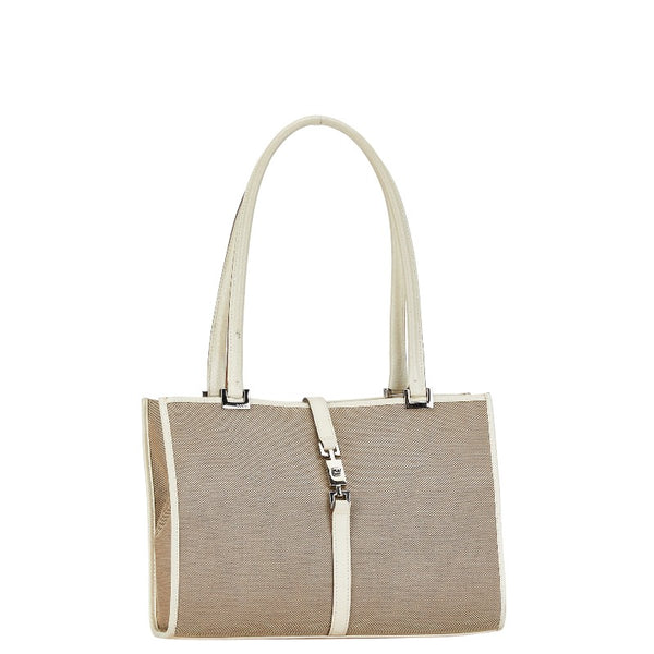 グッチ ジャッキー トートバッグ ショルダーバッグ 002 1073 1705 ベージュ アイボリー ホワイト キャンバス レザー レディース GUCCI 【中古】