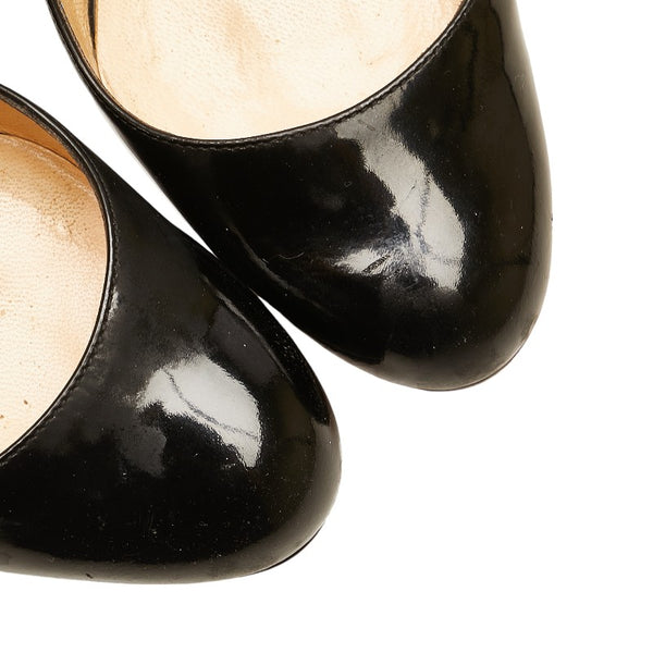 クリスチャンルブタン スリングバックハイヒール パンプス サイズ36 ブラック エナメル レディース Christian Louboutin 【中古】