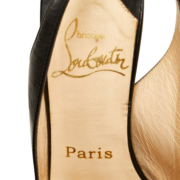 クリスチャンルブタン スリングバックハイヒール パンプス サイズ36 ブラック エナメル レディース Christian Louboutin 【中古】