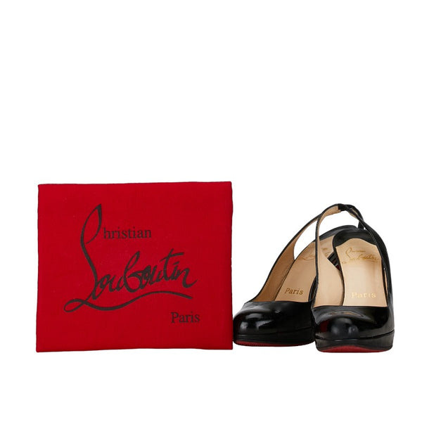 クリスチャンルブタン スリングバックハイヒール パンプス サイズ36 ブラック エナメル レディース Christian Louboutin 【中古】