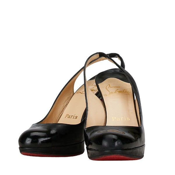 クリスチャンルブタン スリングバックハイヒール パンプス サイズ36 ブラック エナメル レディース Christian Louboutin 【中古】