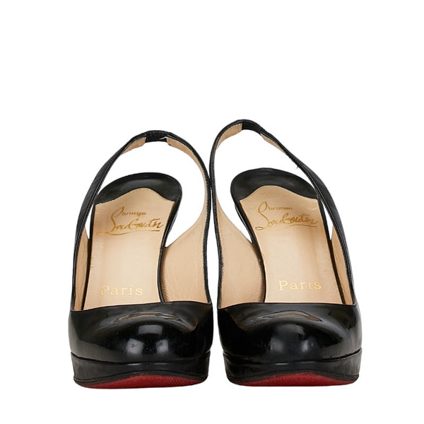 クリスチャンルブタン スリングバックハイヒール パンプス サイズ36 ブラック エナメル レディース Christian Louboutin 【中古】