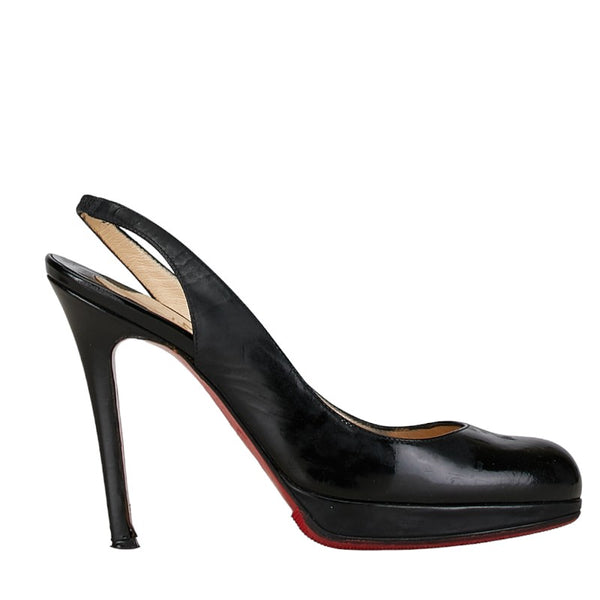 クリスチャンルブタン スリングバックハイヒール パンプス サイズ36 ブラック エナメル レディース Christian Louboutin 【中古】