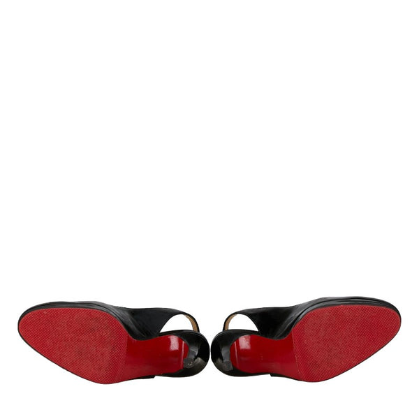 クリスチャンルブタン スリングバックハイヒール パンプス サイズ36 ブラック エナメル レディース Christian Louboutin 【中古】