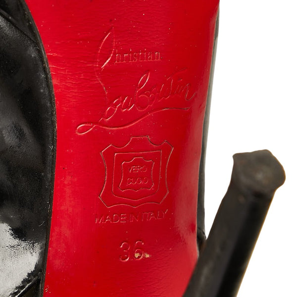 クリスチャンルブタン スリングバックハイヒール パンプス サイズ36 ブラック エナメル レディース Christian Louboutin 【中古】