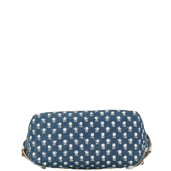 コーチ フラワー 花 モチーフ ハンドバッグ トートバッグ ブルー ホワイト デニム レザー レディース COACH 【中古】