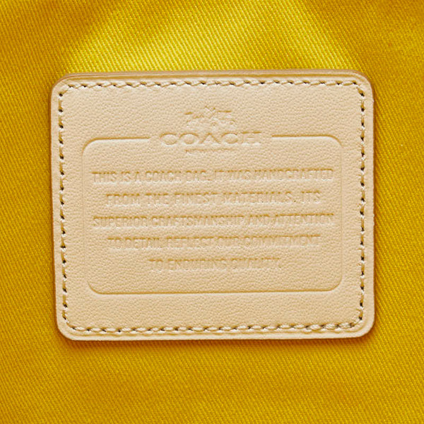 コーチ フラワー 花 モチーフ ハンドバッグ トートバッグ ブルー ホワイト デニム レザー レディース COACH 【中古】