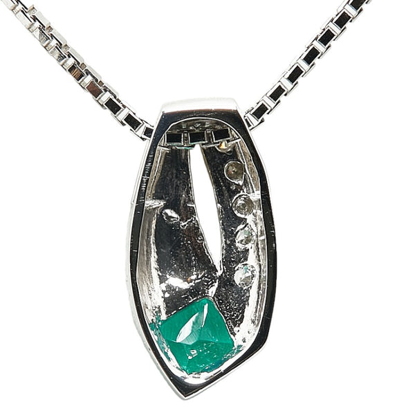 Pt850 プラチナ Pt900 プラチナ エメラルド0.28ct ダイヤ0.09ct ネックレス レディース 【中古】