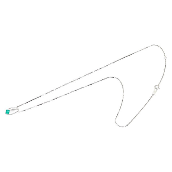 Pt850 プラチナ Pt900 プラチナ エメラルド0.28ct ダイヤ0.09ct ネックレス レディース 【中古】
