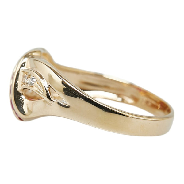 K18YG イエローゴールド ルビー0.32ct ダイヤ0.04ct リング 指輪 レディース 12号 【中古】