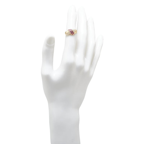 K18YG イエローゴールド ルビー0.32ct ダイヤ0.04ct リング 指輪 レディース 12号 【中古】