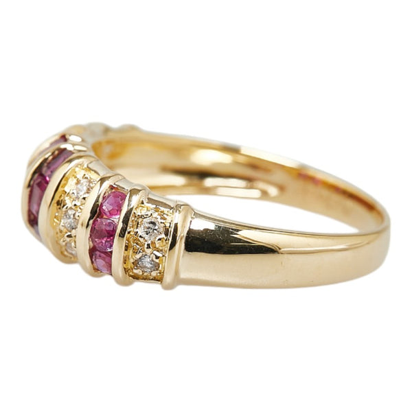 K18YG イエローゴールド ルビー0.7ct ダイヤ0.1ct リング 指輪 レディース 10.5号 【中古】
