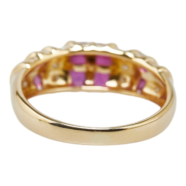K18YG イエローゴールド ルビー0.7ct ダイヤ0.1ct リング 指輪 レディース 10.5号 【中古】