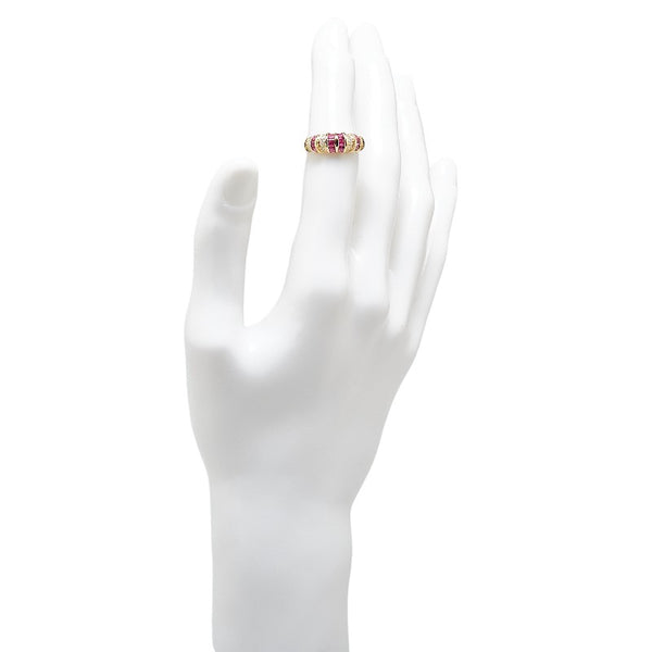 K18YG イエローゴールド ルビー0.7ct ダイヤ0.1ct リング 指輪 レディース 10.5号 【中古】