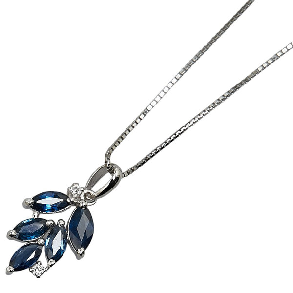 Pt900 プラチナ Pt850 プラチナ サファイア1.27ct ダイヤ ネックレス レディース 【中古】