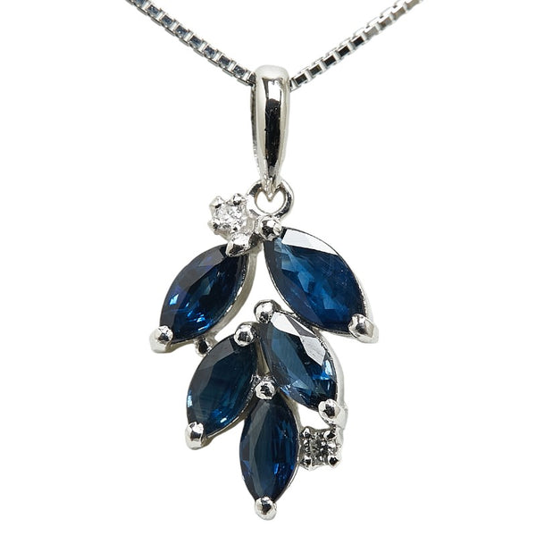 Pt900 プラチナ Pt850 プラチナ サファイア1.27ct ダイヤ ネックレス レディース 【中古】
