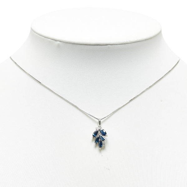 Pt900 プラチナ Pt850 プラチナ サファイア1.27ct ダイヤ ネックレス レディース 【中古】