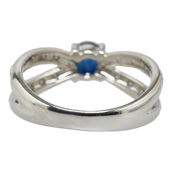 Pt900 プラチナ サファイア0.4ct ダイヤ0.25ct リング 指輪 レディース 10号 【中古】