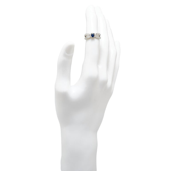 Pt900 プラチナ サファイア0.4ct ダイヤ0.25ct リング 指輪 レディース 10号 【中古】