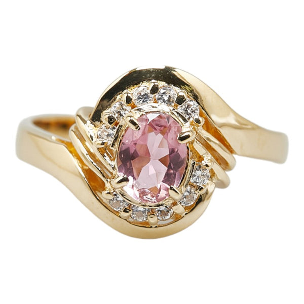 K18YG イエローゴールド ピンクトルマリン0.52ct ダイヤ0.138ct リング 指輪 レディース 15.5号 【中古】