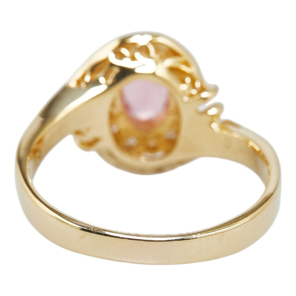 K18YG イエローゴールド ピンクトルマリン0.52ct ダイヤ0.138ct リング 指輪 レディース 15.5号 【中古】