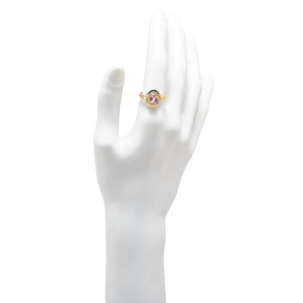 K18YG イエローゴールド ピンクトルマリン0.52ct ダイヤ0.138ct リング 指輪 レディース 15.5号 【中古】