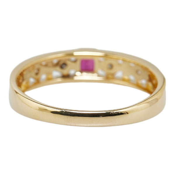 K18YG イエローゴールド ルビー0.22ct ダイヤ0.05ct リング 指輪 レディース 17.5号 【中古】