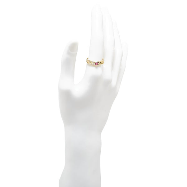 K18YG イエローゴールド ルビー0.22ct ダイヤ0.05ct リング 指輪 レディース 17.5号 【中古】