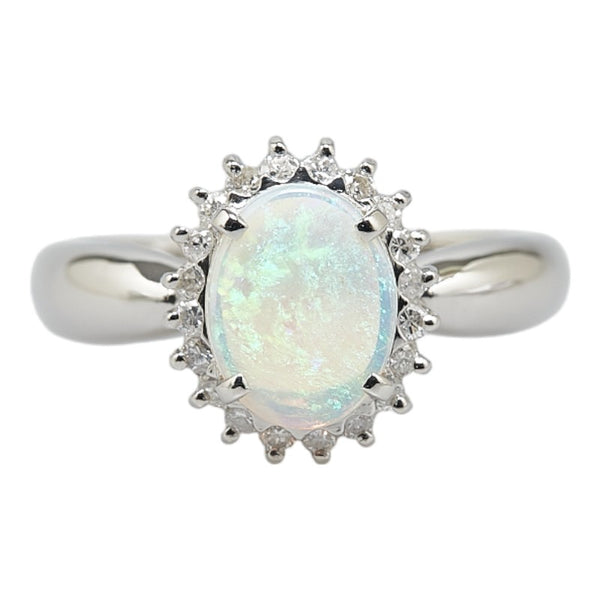 Pt900 プラチナ オパール0.72ct ダイヤ0.23ct リング 指輪 レディース 14.5号 【中古】
