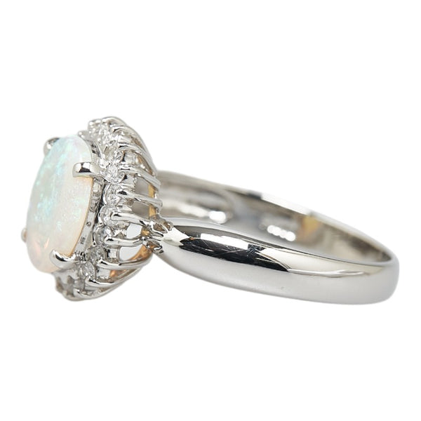 Pt900 プラチナ オパール0.72ct ダイヤ0.23ct リング 指輪 レディース 14.5号 【中古】