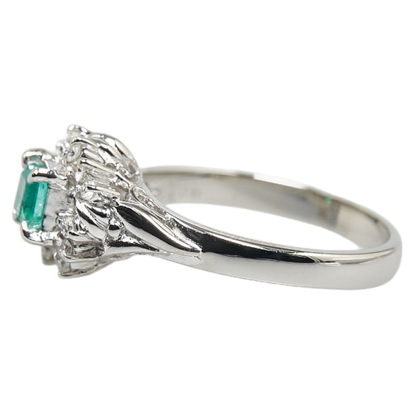 Pt900 プラチナ エメラルド0.3ct ダイヤ0.16ct リング 指輪 レディース 10号 【中古】