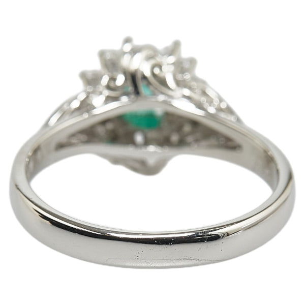 Pt900 プラチナ エメラルド0.3ct ダイヤ0.16ct リング 指輪 レディース 10号 【中古】