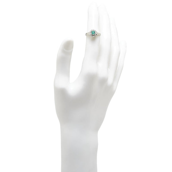 Pt900 プラチナ エメラルド0.3ct ダイヤ0.16ct リング 指輪 レディース 10号 【中古】