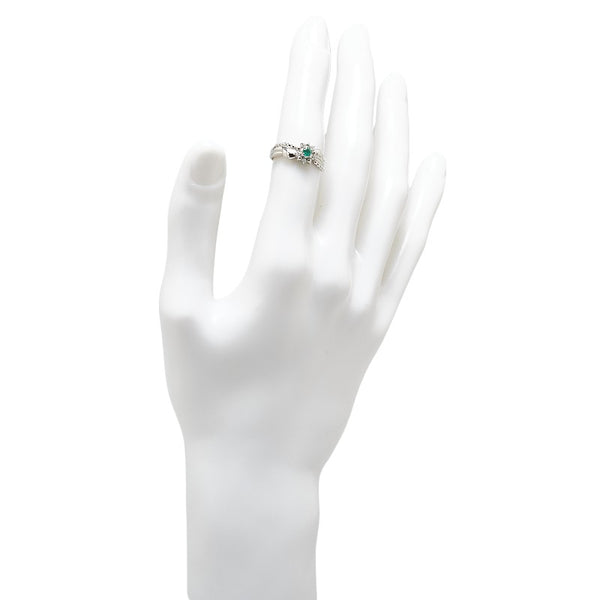 Pt900 プラチナ エメラルド ダイヤ リング 指輪 レディース 13号 【中古】