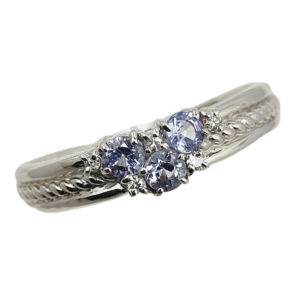 Pt900 プラチナ タンザナイト ダイヤ0.05ct リング 指輪 レディース 13.5号 【中古】