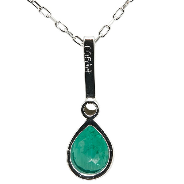 Pt900 プラチナ Pt850 プラチナ エメラルド0.23ct ダイヤ ネックレス レディース 【中古】