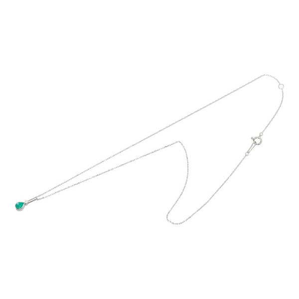 Pt900 プラチナ Pt850 プラチナ エメラルド0.23ct ダイヤ ネックレス レディース 【中古】