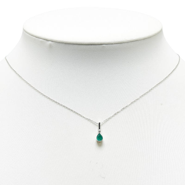 Pt900 プラチナ Pt850 プラチナ エメラルド0.23ct ダイヤ ネックレス レディース 【中古】