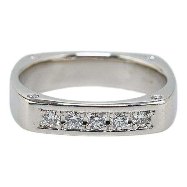 Pt950 プラチナ ダイヤ0.198ct サファイア リング 指輪 レディース 8号 【中古】