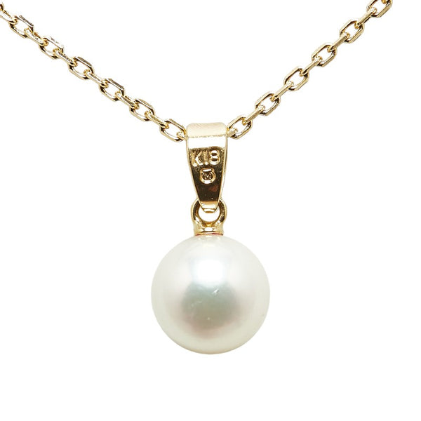 ミキモト K18YG イエローゴールド アコヤパール7.2mm ネックレス レディース MIKIMOTO 【中古】