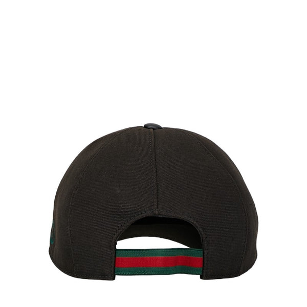 グッチ キャップ ベースボールキャップ サイズ:Ｍ 58 ブラック グリーン キャンバス レディース GUCCI 【中古】