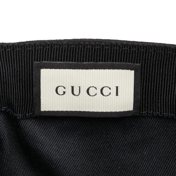 グッチ キャップ ベースボールキャップ サイズ:Ｍ 58 ブラック グリーン キャンバス レディース GUCCI 【中古】